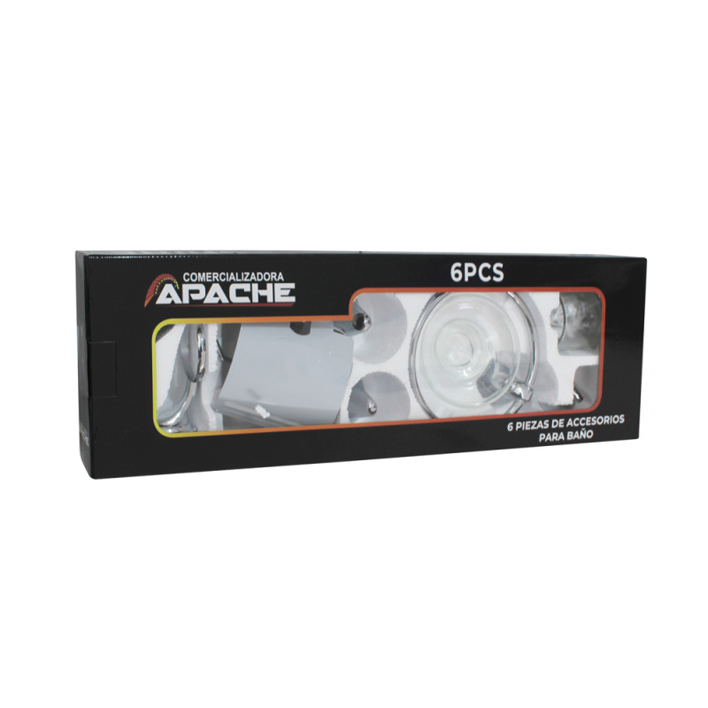 SET BAÑO x 6 PCS CROM/METAL SHINE - APACHE