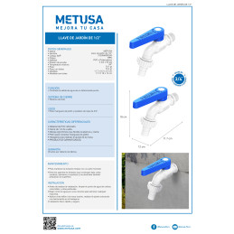 CAÑO (llave) JARDIN 1/2 PVC M/AZUL (3120MASG200) - METUSA