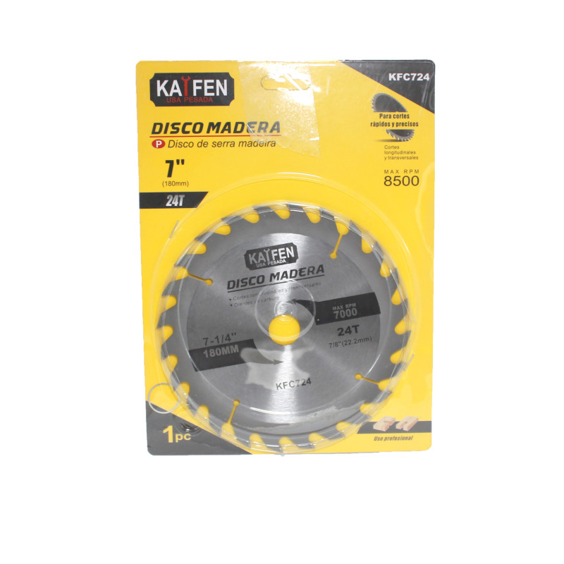 DISCO P/ MADERA 7-1/2´´ X7/8 X 24D KAYFEN