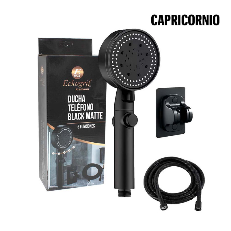 DUCHA TELEF. MOD. CAPRICORNIO 5 FUNC NEGRO MATTE -ECKOGRIF
