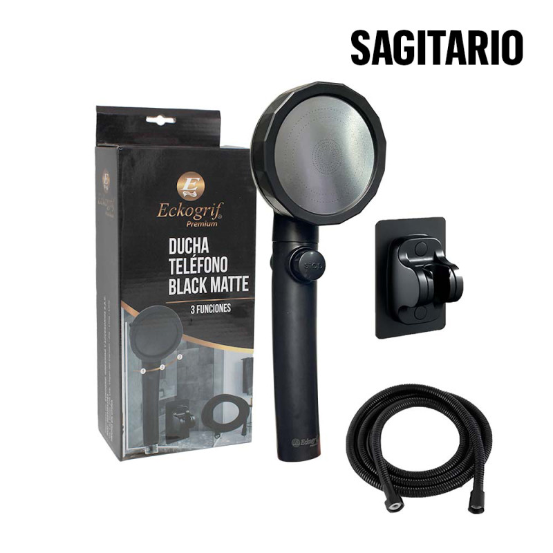 DUCHA TELEF. 3 FUNC NEGRO MATE MOD.SAGITARIO - ECKOGRIF