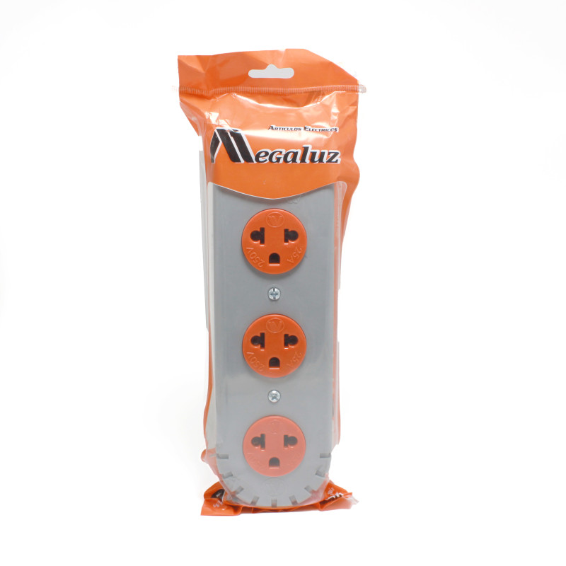 TOMA TRIPLE 3T GRIS GRANDE - MEGALUX