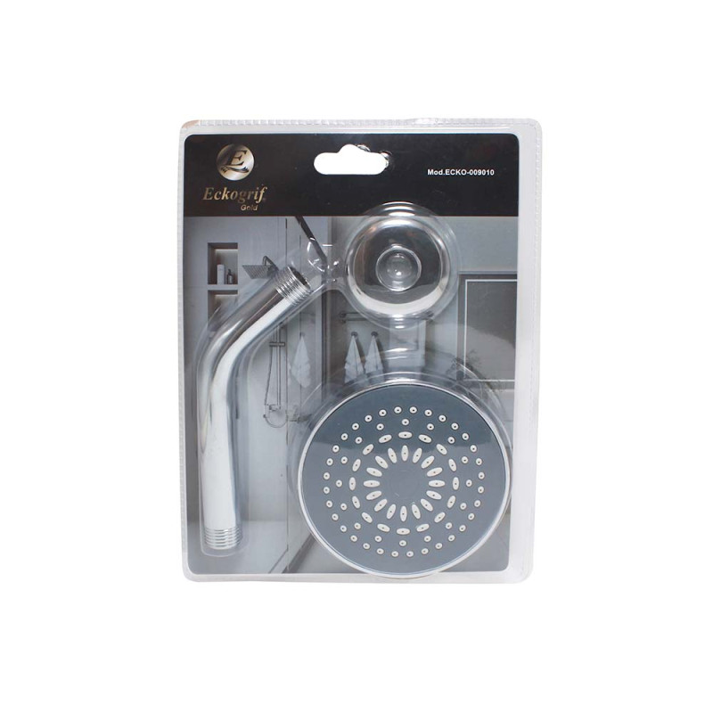 DUCHA REDOND. TAURO CROMADO BRAZO 15CM +CANOP. BLISTER - ECKOGRIF