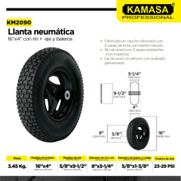 LLANTA NEUMATICA MOD. TRUPER + EJE Y BARLEROS (KM2090) - KAMASA