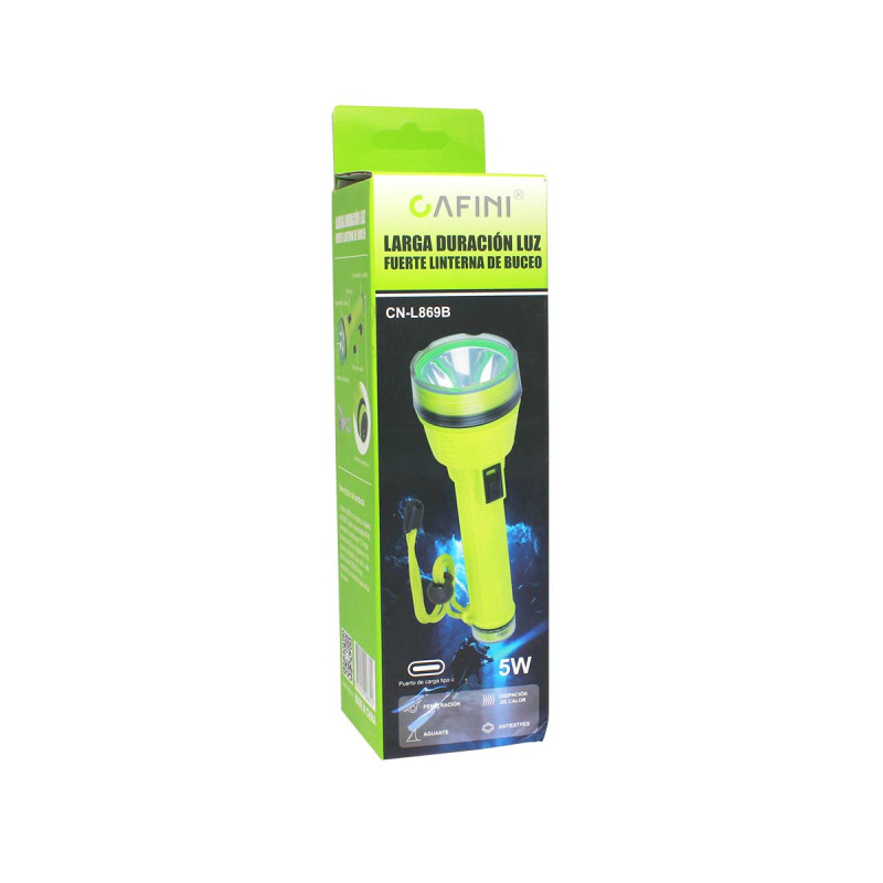 LINTERNA D/MANO ACUATICA CARGA USB (CN-L869B) CAFINI