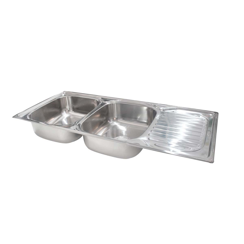 LAVAPLATO DOBLE POZA ACERO 110 x 48 x 0.8 C/ACCESOR. BOCCO